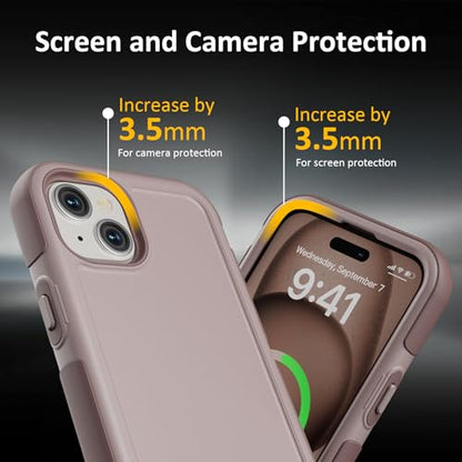 Follaroma Magnetic for iPhone 15 Case, Heavy Duty Cases, Light Brown,6.1" | Compatible with MagSafe, Heavy Duty Shockproof,Military-Grade Anti-Drop Protective,Dual Layer Magnetic Protection Phone Cover - color: Brown Pink, size: iPhone 15 6.1''