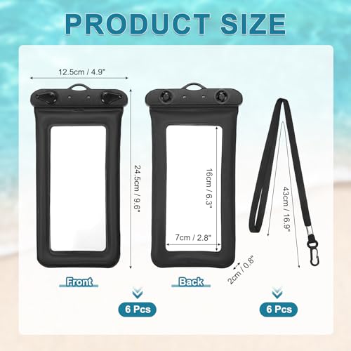 PATIKIL 3Pcs Waterproof Phone Pouch Floating No Sink Universal Cellphone Dry Bag Waterproof Phone Case for Kayaking Beach Swimming Hiking, Black - color: Black