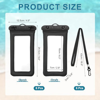 PATIKIL 3Pcs Waterproof Phone Pouch Floating No Sink Universal Cellphone Dry Bag Waterproof Phone Case for Kayaking Beach Swimming Hiking, Black - color: Black