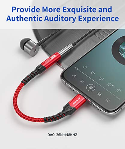 JSAUX Headphone Adapter for iPhone Lightning to 3.5mm Adapter [Apple MFi Certified] Compatible with iPhone 14 Pro Max/14 Plus/13 12 11 Pro Max/SE/XS-Red (Pack of 2) - color: Red, size: 2 Pack