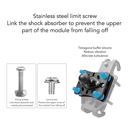 Motorcycle Phone Holder Shock Absorber | 4 Silicone Damping - Vibration Columns | Universal Phone Bracket for Motorcycle/Motorbike | Nylon Base with Stainless Steel Frame