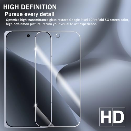 Screen Protector for Google Pixel 10 Pro Fold & Camera Lens Protectors [2+2 Pack] [Ultrasonic Fingerprint Unlock] [Case Friendly] [Bubble-Free] Tempered Glass For Pixel 10 Pro Fold - size: Google Pixel 10 Pro Fold