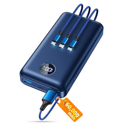 ZZI Portable Charger Power Bank 60000mAh, 22.5W PD Fast-Charge Battery Pack - color: Deepblue