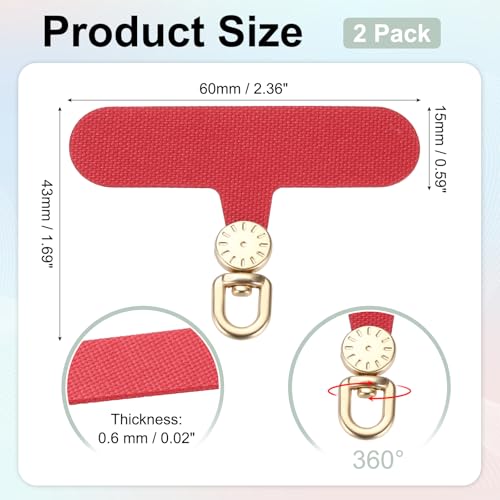 uxcell Rotating Phone Lanyard Tab Ultra-Thin No-Adhesive Phone Tether Patch - color: Gold Dial, Red Patch