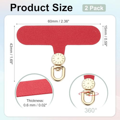 uxcell Rotating Phone Lanyard Tab Ultra-Thin No-Adhesive Phone Tether Patch - color: Gold Dial, Red Patch