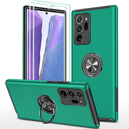 for Note 20 Ultra Case, Samsung Galaxy Note 20 Ultra Case with Self Healing Flexible TPU Screen Protective [2 Pack], Military Grade Invisible Kickstand Case for Samsung Note 20 Ultra 5G-Green - color: YX-Green