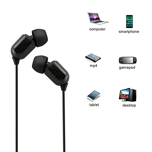 YOCUNKER 3.5mm Wired Earphone, in-Ear Earbuds, High Sound Quality, 3 Meter Length Cord, Lightweight, Smartphone/Tablet/Laptop/TV Earphones, Watch TV from a Distance, No Microphone(Black) - color: Black