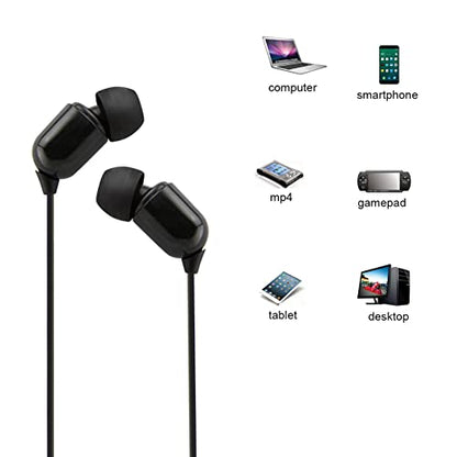 YOCUNKER 3.5mm Wired Earphone, in-Ear Earbuds, High Sound Quality, 3 Meter Length Cord, Lightweight, Smartphone/Tablet/Laptop/TV Earphones, Watch TV from a Distance, No Microphone(Black) - color: Black