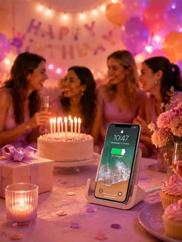 Wireless Charger YUWISS Wireless Charging Stand Cordless Charger 10/7.5/5W Compatible with iPhone 14 13 12/12 /11Pro Max/XR/XS Max/XS/X/8/8Plus Galaxy S22/S21/S9/S9+/S8/S8+ Note (Rose Gold) - color: Rose Gold