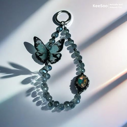 Blue Butterfly Bliss Original Design Phone Charm with 2 Tether Tabs – Stylish, Durable, and Hands-Free Phone Chain – Compatible with iPhone, Samsung, Pixel & More - color: 01 Blue Butterfly Bliss