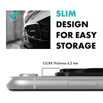 CLCKR Cell Phone Grip and Expanding Stand, Universal Phone Grip Holder for iPhone 15 Pro, Pro Max, Plus, 14 & 13 Models, Samsung Phones, Tablets and More, Smooth Blue