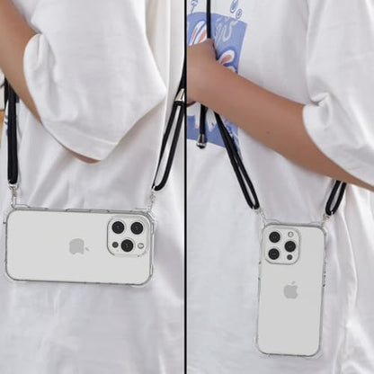 for iPhone 16 Pro Crystal Clear Case with Detachable Adjustable Crossbody Strap, Slim Fit Shockproof Protective Phone Case with Anti-Lost Shoulder Neck Lanyard 6.3" 2024 - size: iPhone 16 Pro