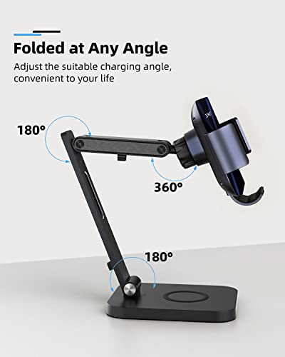 2in1 15W Triple Coil Qi Wireless Charger Mirror Mount Holder Station for Samsung Galaxy Z Fold6 Fold5 Fold4 Z Fold3 Fold S24 Ultra Note20 iPhone 15 Pro Max Infrared Auto Clamp Fast Charger