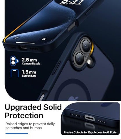 CAHEJILU Magnetic for iPhone 16 Case,[Compatible with MagSafe][Military Grade Drop Protection] Anti-Fingerprint Translucent Matte Shockproof Protective Case for iPhone 16 Phone Case 6.1",Deep Blue - color: A3-Deep Blue