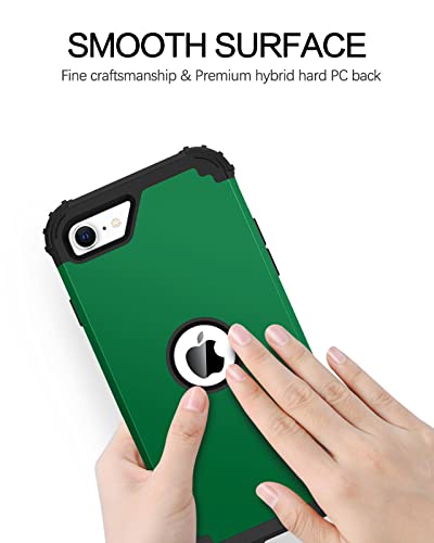 BENTOBEN for iPhone SE 2022 Phone Case and iPhone SE 2020 Case, Heavy Duty 3 in 1 Full Body Rugged Shockproof Hybrid Hard PC Soft Rubber Bumper Drop Protective Girls Women Cover, Deep Green/Black - color: Deep Green/Black