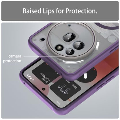 Asuwish Phone Case for Nothing Phone (3a) Pro, Compatible with Magsafe Magnetic, Translucent Matte Anti-fingerprint Back, Military Grade DropProof Shockproof Protective Cell Cover 3 a Women Men Purple - color: Purple