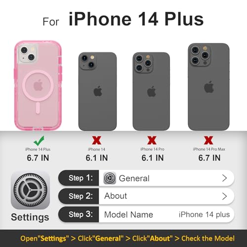 Follaroma Magnetic for iPhone 14 Plus Case,Heavy Duty Phone Cases,Pink,6.7" | Compatible with MagSafe, Heavy Duty Shock proof Protection, Military-Grade Anti-Drop, Dual Layer Transparent Protective Cover - color: Pink, size: iPhone 14 Plus 6.7''