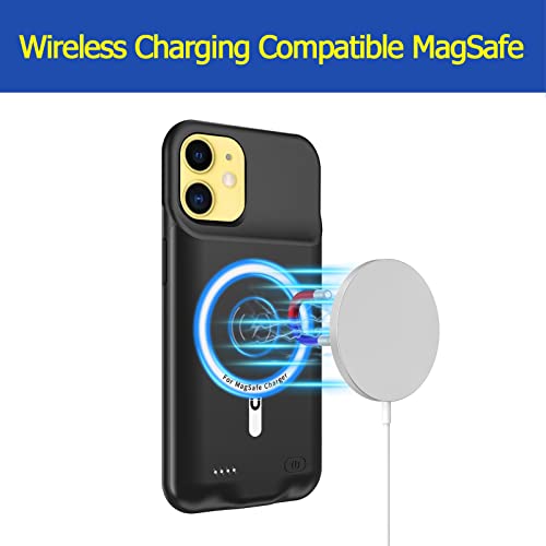 Battery Case for iPhone 11, Enhanced 10000mAh Portable Protective Smart Wireless Charging Case Support Carplay Compatible with iPhone 11 (6.1 inch) Rechargeable Extended Battery Charger Case (Black) - size: iPhone 11