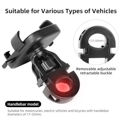 Motorcycle Phone Mount,Bike Phone Holder, Bicycle Handlebar Cell Phone Mount Smartphone Holder Mount 360° Adjustable One Hand Operation, Bike Accessories Handlebar Phone Clip Holder, 94001 - color: Black Handlebar