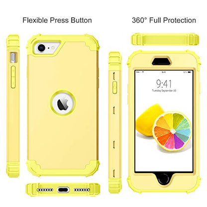 BENTOBEN for iPhone SE 2022 Case and iPhone SE 2020 Phone Case, Heavy Duty Full Body Rugged Shockproof Hybrid Hard Plastic Soft Rubber Bumper Protective Girls Women SE3/2 Cover,Light Yellow/Lemon - color: Light Yellow/Lemon