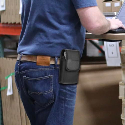 Two Phone Case Holder with Strong Belt Clip, Dual Phone Case for Two Phones, Hook and Loop Closure, Sturdy Nylon Material Dual Phone Holster for iPhone and Samsung