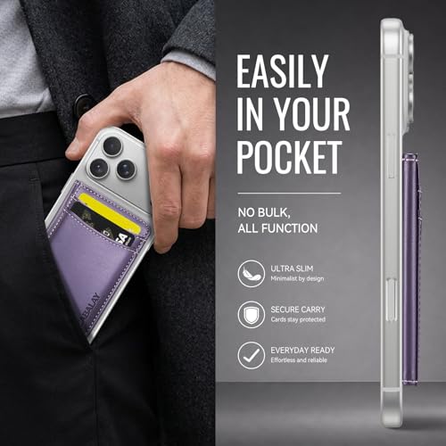 MagSafe Wallet, Magnetic RFID Blocking Card Holder & Cash Pocket, Compatible with Magsafe Phones and Cases for iPhone 17/16/15/14/13/12/Plus/Air/Pro/Pro Max - color: Purple