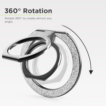 PureGear Magnetic Phone Ring Grip, for MagSafe Kickstand Holder - color: Brushed Black Silver Glitter