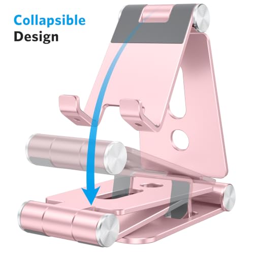 OMOTON Foldable Cell Phone Stand, C4 Portable Aluminum Phone Holder - color: RoseGold