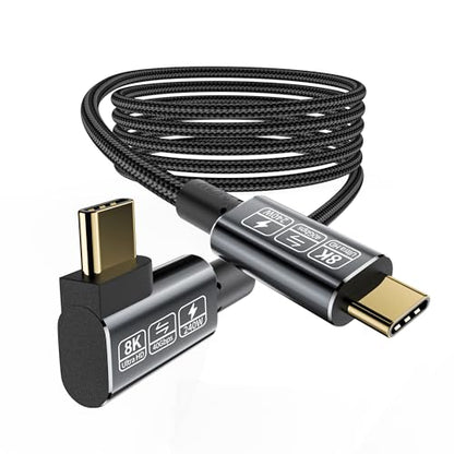 USB C Thunderbolt 4 Cable 90 Degree, 240W Data Transfer Right Angle, 40Gbps and 8K Video, Compatible with Thunderbolt 3 and USB C Cord 6.6FT - size: Right Angle 40Gbps Data Transfer Cable 6.6FT