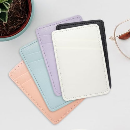 Limvory Phone Wallet Stick On, Leather Phone Card Holder - color: White, Purple