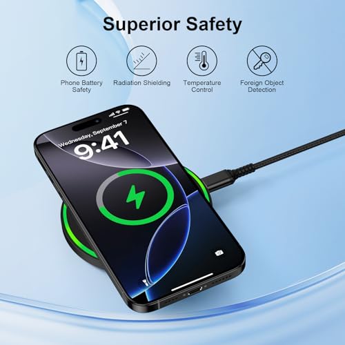 15W Wireless Charger for Motorola Fast Charging Pad for Moto G Power (2025) - color: 2pcs Black