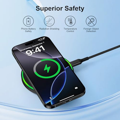 15W Wireless Charger for Motorola Fast Charging Pad for Moto G Power (2025) - color: 2pcs Black