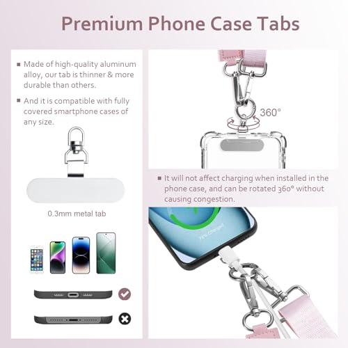 Clip and Go Strap for Phone with Wallet Crossbody Cell Phone Lanyard Suitable for Keys Bank Cards Headphones - color: Pink