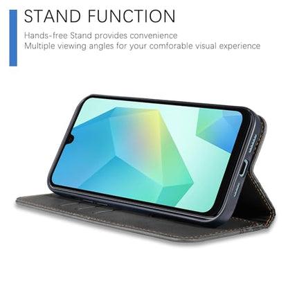 Wallet Case for Samsung Galaxy A26/A16 5G 6.7 inch 2025/2024 - PU Leather Flip Cover with Card Holder Slots, Strong Magnetic Folio Phone Case, Black - color: Black, size: Samsung Galaxy A26/A16 6.7"