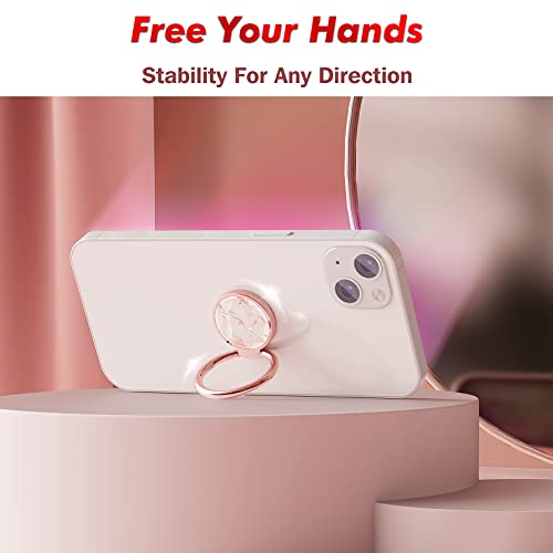 Phone Ring Grip Holder, 360° Rotation Cell Phone Grip Stand, Finger Ring Stand, Metal Finger Ring Grip Kickstand Compatible with iPhone 17 Pro Max 16 15 14 13 12 Magsafe Accessories, Marble - color: Marble