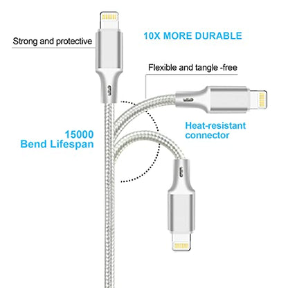 USB C to Lightning Cable, 5 Pack PD Fast iPhone Charger Cord (Silver) - color: Silver, style: USB-C to L