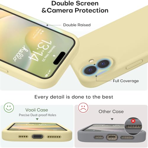 Vooii Compatible with iPhone 16 Case, Liquid Silicone Upgrade [Camera Protection] [Soft Anti-Scratch Microfiber Lining] Shockproof Phone Case for iPhone 16 6.1 inch - Creamy Yellow - color: Creamy Yellow, size: iPhone 16