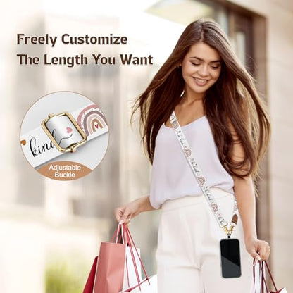 TiMOVO Phone Lanyard Crossbody Wrist Strap, Adjustable Anti-Theft Strap for Smartphone Case - color: Be Kind+rainbow