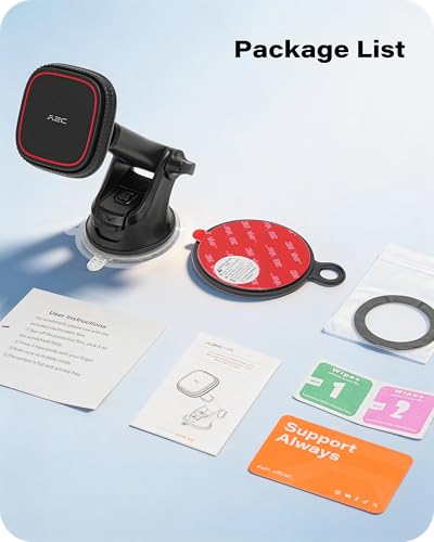 APPS2Car for MagSafe Car Mount, Dashboard & Windshield Suction Cup Holder with Telescopic Arm, Magnetic Phone Holder for Your Car, Designed for iPhone MagSafe Case (Black-Magsafe) - color: Black-Magsafe