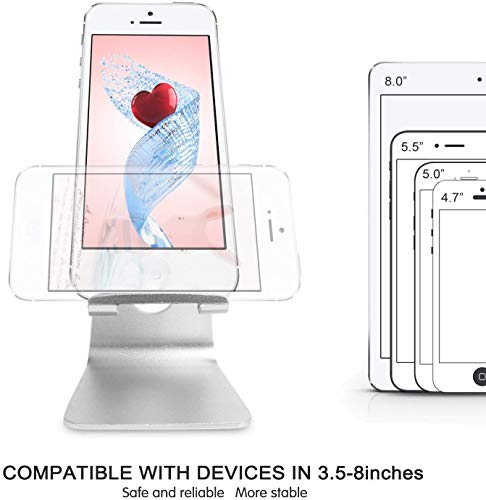 Phone & Tablet Stand Adjustable Multi‑Angle Aluminum Phone & Tablet Stand Adjustable Non‑Slip Dock/Cradle/Charging Station for Desktop, Bed, Kitchen, Office (Silver) - color: Sliver