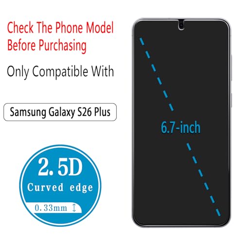Screen Protector for Samsung Galaxy S26 Plus Tempered Glass - color: Samsung Galaxy S26 Plus-Clear