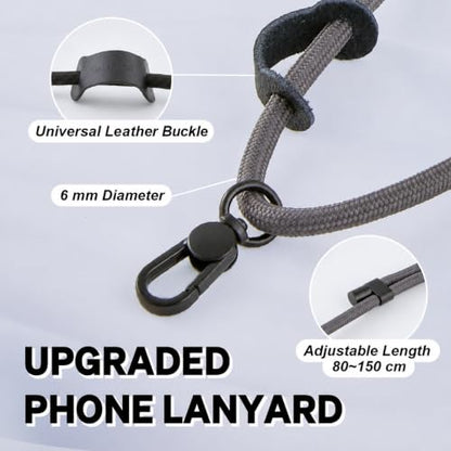 Phone Lanyard Crossbody, Anti Theft Phone Strap with 2 Tether Tabs - color: Charcoal/Black