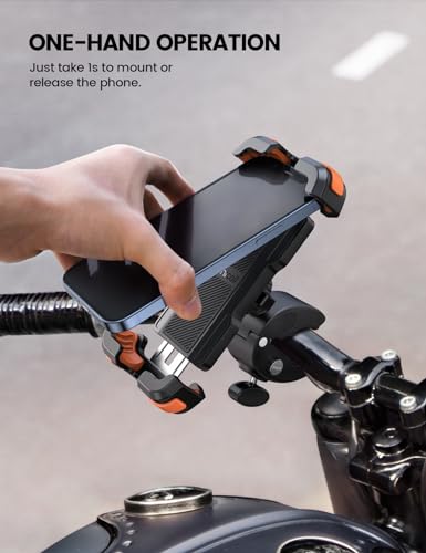 Lamicall Motorcycle Bike Phone Holder with Upgrade Quick Install Bar Clip - color: Orange