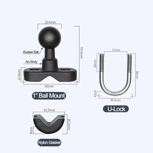 Strg Phone Mount with U-Bolt Base and Aluminum Arm for Motorcycle Bike - size: Aluminum Alloy U-Bolt Base