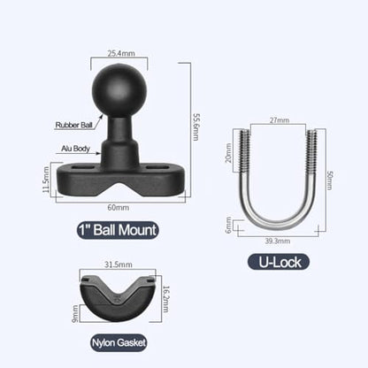 Strg Phone Mount with U-Bolt Base and Aluminum Arm for Motorcycle Bike - size: Aluminum Alloy U-Bolt Base