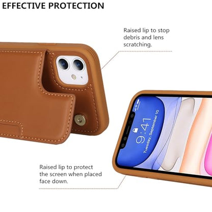 iCoverCase Compatible with iPhone 11 Case with Card Holder, Wallet Phone Case for Women Men RFID Blocking PU Leather Protective Case 6.1 Inch (Light Brown) - color: Light Brown