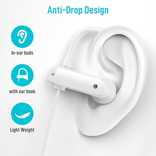 USB C Headphones Over Ear Hook for iPhone 17 16 15 18 Pro Max Duo Plus - color: White
