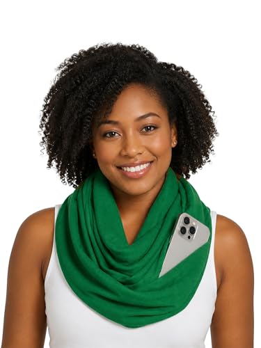 Pop Fashion Solid Color Hidden Zipper Pocket Scarf - Fashion Scarf for Women - All Seasons - color: Green