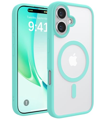 CAHEJILU Magnetic for iPhone 16 Case,[Compatible with MagSafe][Military Grade Drop Protection] Anti-Fingerprint Translucent Matte Shockproof Protective Case for iPhone 16 Phone Case 6.1",Sky Blue - color: Sky Blue