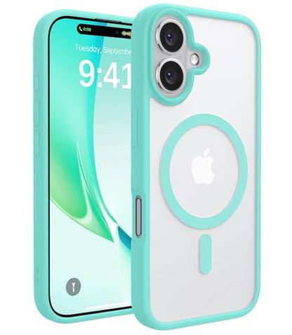 CAHEJILU Magnetic for iPhone 16 Case,[Compatible with MagSafe][Military Grade Drop Protection] Anti-Fingerprint Translucent Matte Shockproof Protective Case for iPhone 16 Phone Case 6.1",Sky Blue - color: Sky Blue